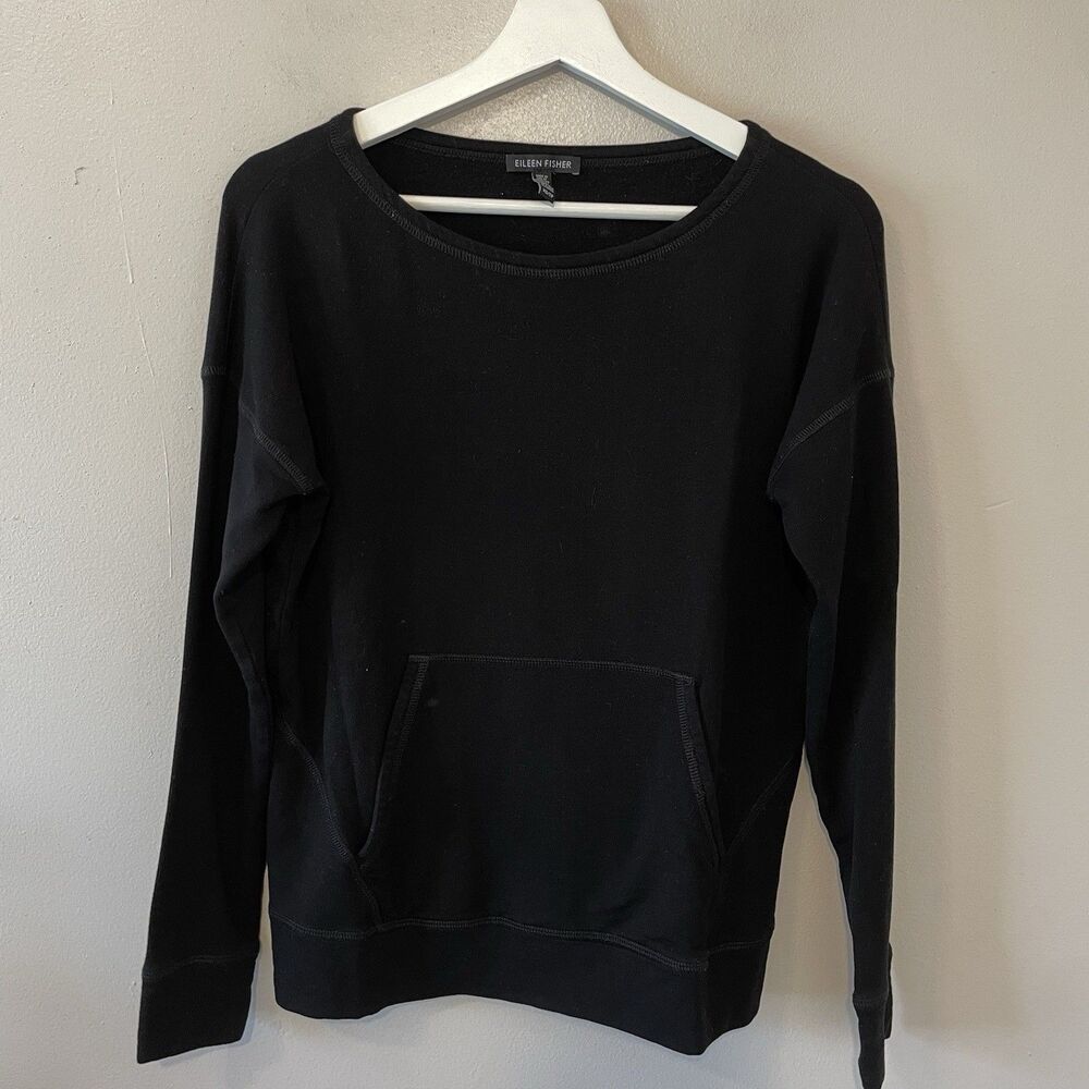 Eileen Fisher Stretch Tencel Fleece Shirt Kangaroo Pocket Sz XS